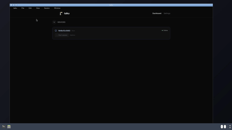 The native taiku desktop app running inside a streamed cloud desktop