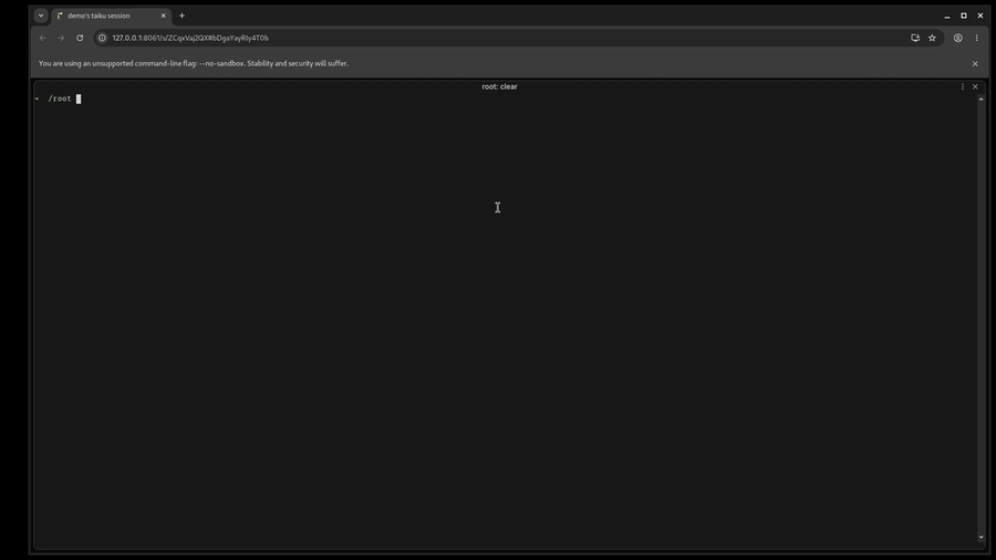 taiku open inside a streamed remote desktop session