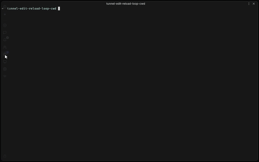 Editing local code and watching a tiled preview reload live next to the terminal